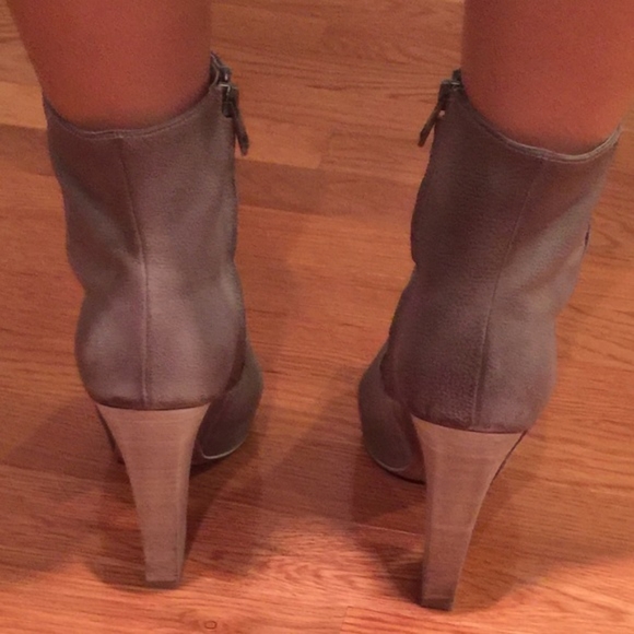 All Saints Gray Platform Open Toe Ankle Boots - Picture 4 of 4